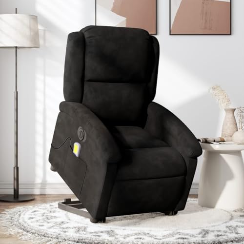 HOMEELIKE Massagesessel mit Aufstehhilfe Elektrisch Schwarz Samt von HOMEELIKE