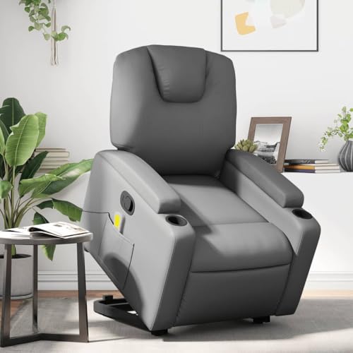 HOMEELIKE Massagesessel mit Aufstehhilfe Grau Kunstleder HOMEELIKE Massagesessel mit Aufstehhilfe Grau Kunstleder von HOMEELIKE