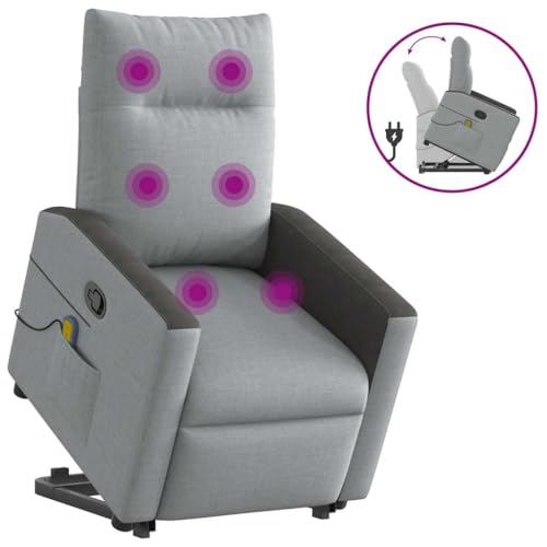 HOMEELIKE Massagesessel mit Aufstehhilfe Hellgrau Stoff HOMEELIKE Massagesessel mit Aufstehhilfe Hellgrau Stoff von HOMEELIKE