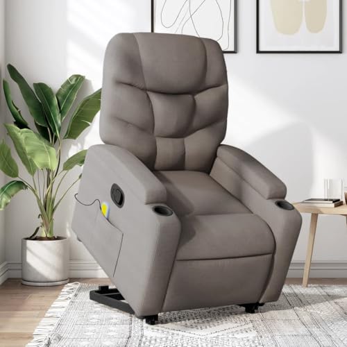 HOMEELIKE Massagesessel mit Aufstehhilfe Taupe Stoff von HOMEELIKE