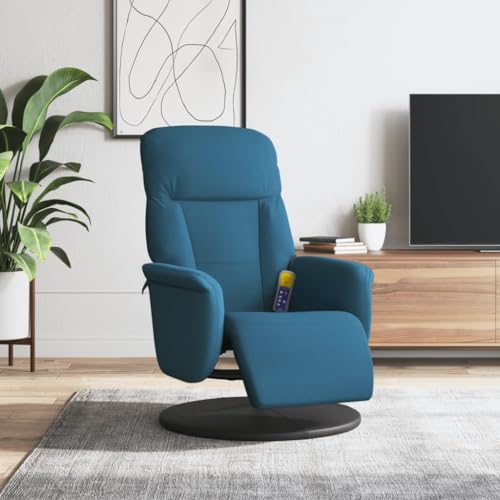 HOMEELIKE Massagesessel mit Fu?Teil Blau Samt von HOMEELIKE