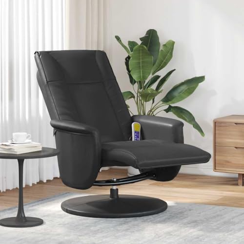 HOMEELIKE Massagesessel mit Fu?Teil Schwarz Kunstleder von HOMEELIKE