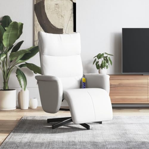 HOMEELIKE Massagesessel mit Fu?Teil Wei? Kunstleder von HOMEELIKE