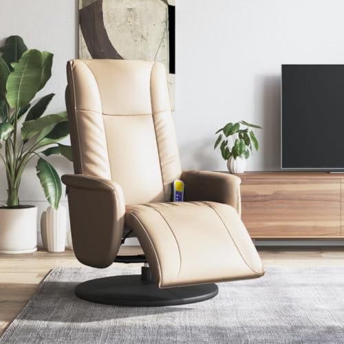 HOMEELIKE Massagesessel mit Fussteil Cappuccino-Braun Kunstleder von HOMEELIKE