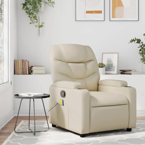 HOMEELIKE Massagesessel mit Relaxfunktion, Kunstleder, Creme von HOMEELIKE