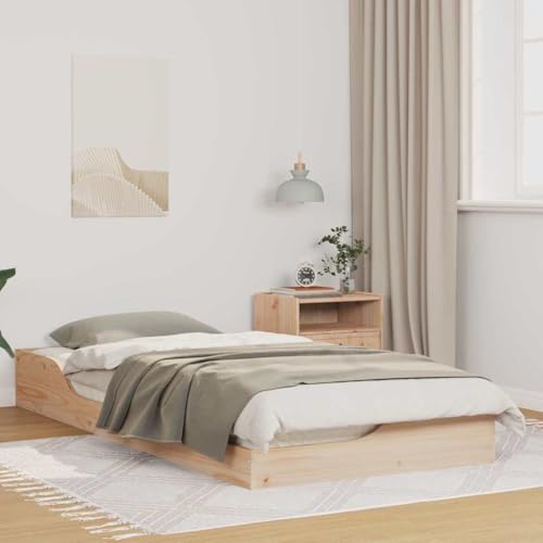 HOMEELIKE Massivholz Plattformbettgestell Braun 100 x 200 cm Stabiler Lattenrost ohne Matratze von HOMEELIKE