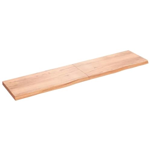 HOMEELIKE Massivholz Wandregal 220x50 cm Natur Eiche Rustikal Schweberegal Klappbar von HOMEELIKE
