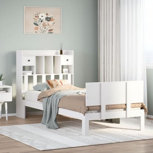 HOMEELIKE Massivholzbett mit Regal ohne Matratze Wei? 90x190 cm Kiefer HOMEELIKE Massivholzbett mit Regal ohne Matratze Wei? 90x190 cm Kiefer von HOMEELIKE