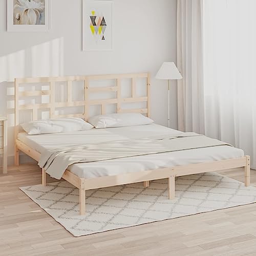 HOMEELIKE Massivholzbett ohne Matratze 200x200 cm von HOMEELIKE