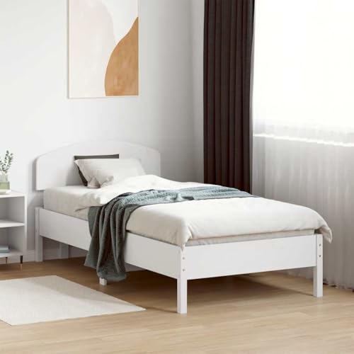 HOMEELIKE Massivholzbett ohne Matratze Weiss 75x190 cm Kiefernholz von HOMEELIKE