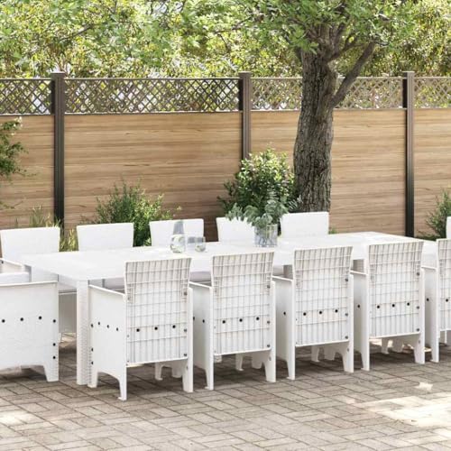 HOMEELIKE Modernes Poly-Rattan Outdoor-Dining-Set f¨¹r Garten und Terrasse ¨C UV-best?ndig, ergonomisch, wetterfest, mit flachen Armlehnen und quadratischen Beinen ¨C ideal f¨¹r Mahlzeiten im Freien von HOMEELIKE