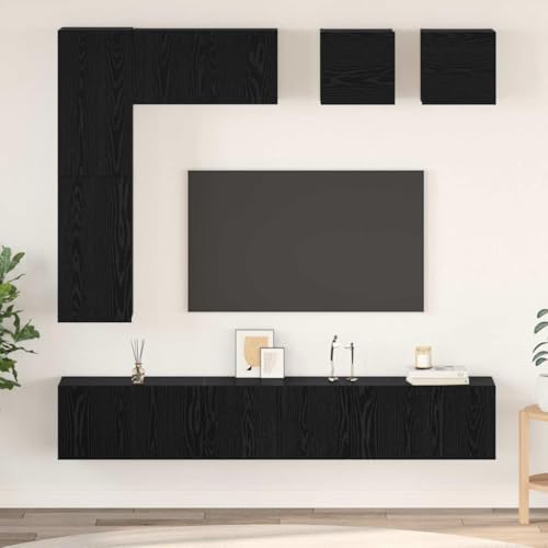 HOMEELIKE Modernes Wand-TV-Schrank-System mit integrierten Regalen und minimalistischem Design in Schwarzer Eiche HOMEELIKE Modernes Wand-TV-Schrank-System mit integrierten Regalen und minimalistischem Design in Schwarzer Eiche von HOMEELIKE