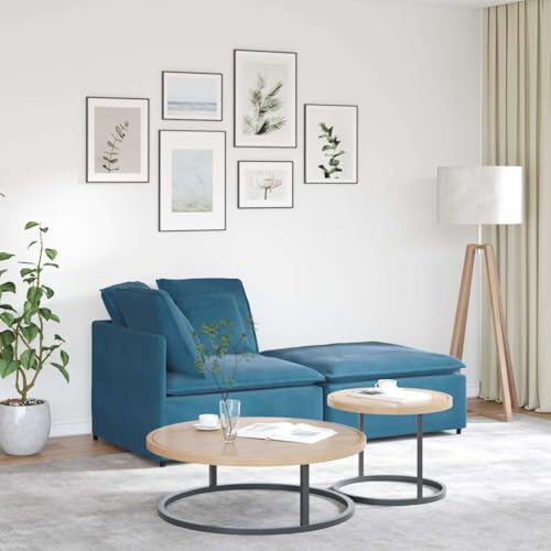 HOMEELIKE Modulares Sofa mit Fu?hocker Kissen Samt Blau HOMEELIKE Modulares Sofa mit Fu?hocker Kissen Samt Blau von HOMEELIKE