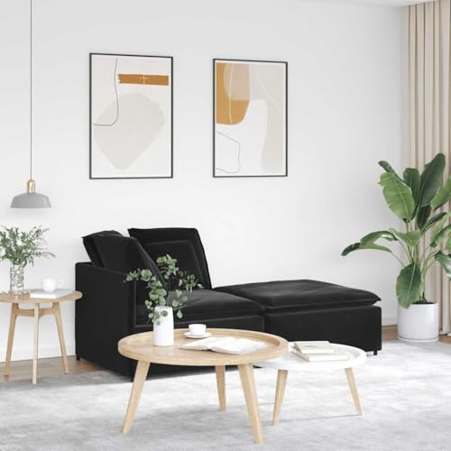 HOMEELIKE Modulares Sofa mit Fu?hocker Kissen Samt Schwarz HOMEELIKE Modulares Sofa mit Fu?hocker Kissen Samt Schwarz von HOMEELIKE