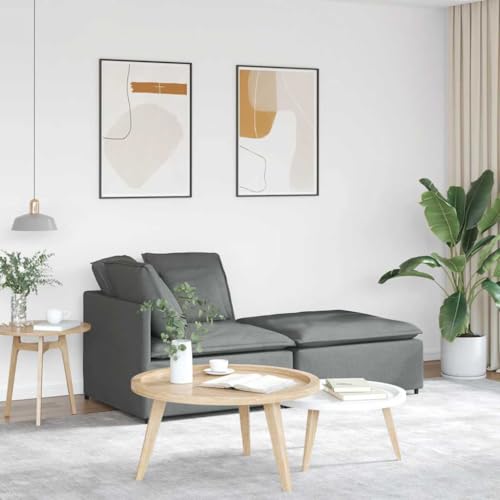 HOMEELIKE Modulares Sofa mit Fu?hocker Kissen Stoff Dunkelgrau von HOMEELIKE
