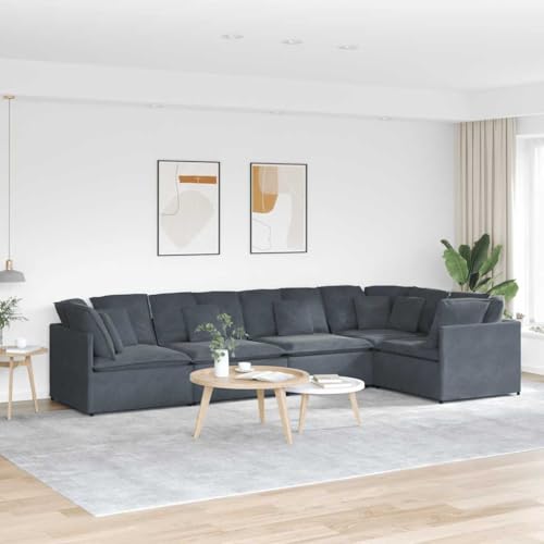 HOMEELIKE Modulares Sofa mit Kissen Samt Dunkelgrau von HOMEELIKE