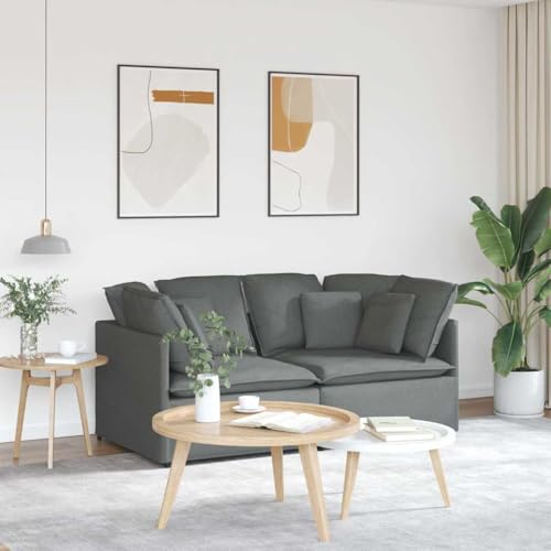 HOMEELIKE Modulares Sofa mit Kissen Stoff Dunkelgrau von HOMEELIKE