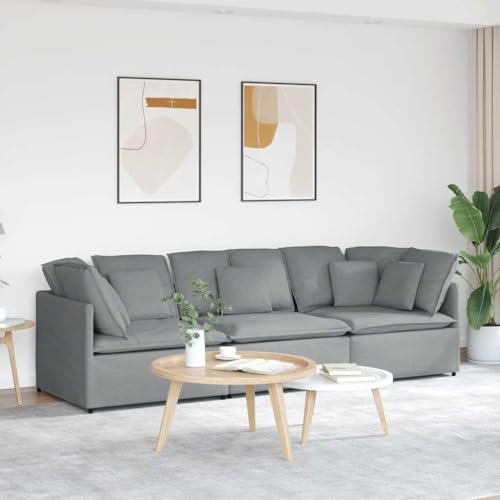 HOMEELIKE Modulares Sofa mit Kissen Stoff Hellgrau von HOMEELIKE