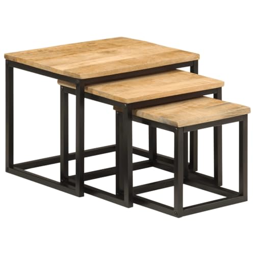 HOMEELIKE Multifunktionales Tischset 3erlei Gr??en aus Massivholz und Metall von HOMEELIKE