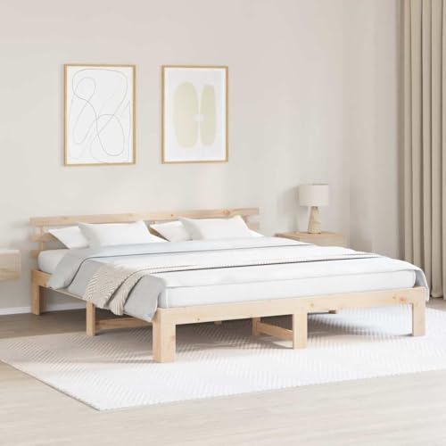 HOMEELIKE Nat¨¹rliches Kiefer Holz Bettgestell 180 x 200 cm Minimalistisch HOMEELIKE Nat¨¹rliches Kiefer Holz Bettgestell 180 x 200 cm Minimalistisch von HOMEELIKE