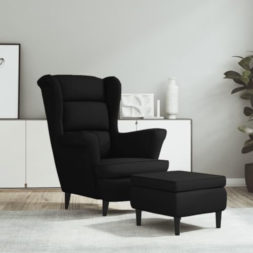 HOMEELIKE Ohrensessel mit Hocker Schwarz Samt HOMEELIKE Ohrensessel mit Hocker Schwarz Samt von HOMEELIKE