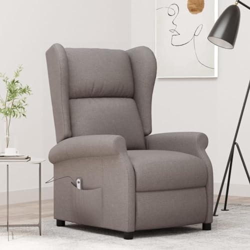 HOMEELIKE Ohrensessel mit Liegefunktion Elektrisch Taupe Stoff von HOMEELIKE