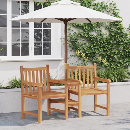 HOMEELIKE Outdoor-St¨¹hle mit Regal Braun 152 x 63 x 89 cm Teak-Massivholz von HOMEELIKE