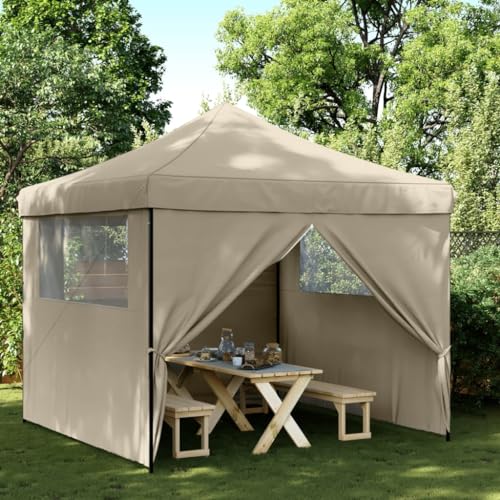 HOMEELIKE Partyzelt Faltbar Pop-Up mit 4 Seitenteilen Taupe von HOMEELIKE