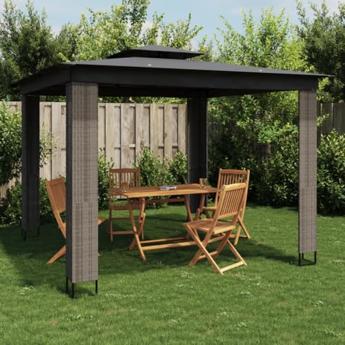 HOMEELIKE Pavillon mit Doppeldach Anthrazit 2,94x2,94 m Stahl HOMEELIKE Pavillon mit Doppeldach Anthrazit 2,94x2,94 m Stahl von HOMEELIKE