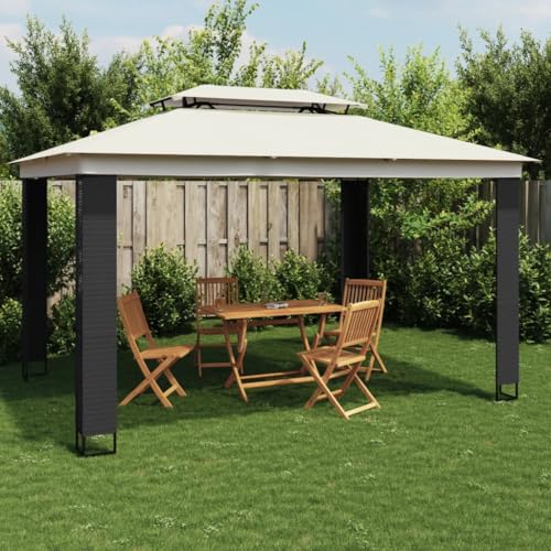 HOMEELIKE Pavillon mit Doppeldach Creme 3,94x2,96 m Stahl HOMEELIKE Pavillon mit Doppeldach Creme 3,94x2,96 m Stahl von HOMEELIKE