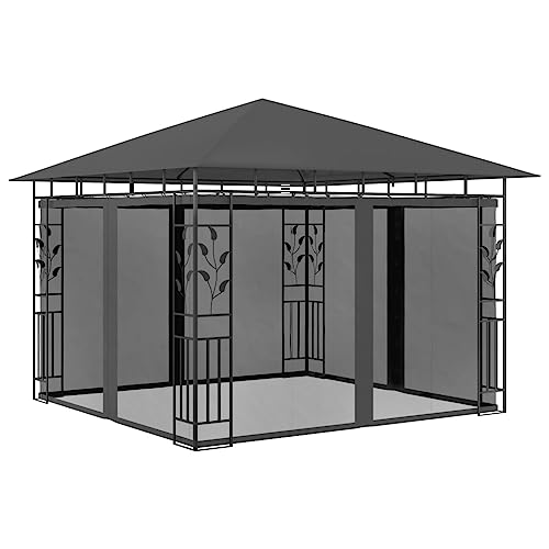 HOMEELIKE Pavillon mit Moskitonetz 3x3x2,73 m Anthrazit 180 g/m2 HOMEELIKE Pavillon mit Moskitonetz 3x3x2,73 m Anthrazit 180 g/m2 von HOMEELIKE