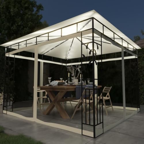 HOMEELIKE Pavillon mit Moskitonetz & LED-Lichterkette 3x3x2,73m Cremewei? HOMEELIKE Pavillon mit Moskitonetz & LED-Lichterkette 3x3x2,73m Cremewei? von HOMEELIKE