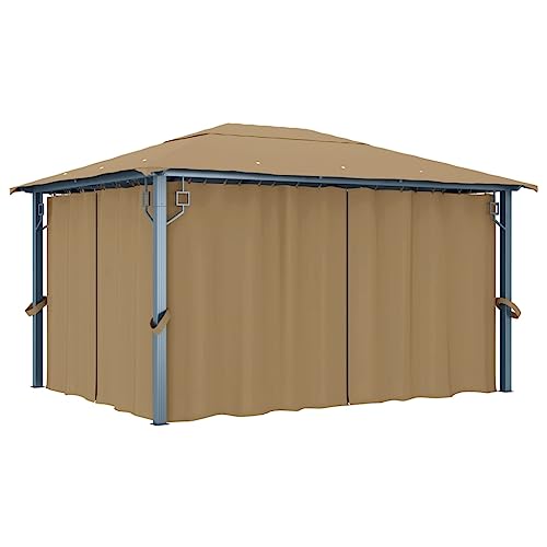 HOMEELIKE Pavillon mit Vorhang 400x300 cm Taupe Aluminium HOMEELIKE Pavillon mit Vorhang 400x300 cm Taupe Aluminium von HOMEELIKE