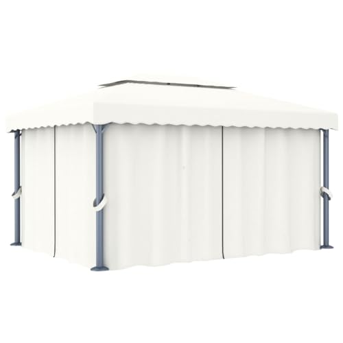 HOMEELIKE Pavillon mit Vorhang 4x3 m Cremewei? Aluminium HOMEELIKE Pavillon mit Vorhang 4x3 m Cremewei? Aluminium von HOMEELIKE