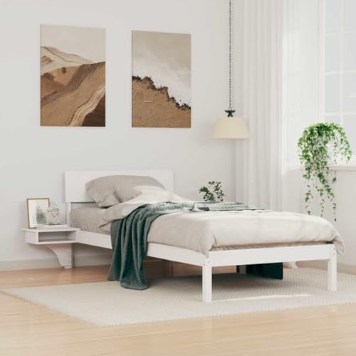 HOMEELIKE Plattformbett Kiefer Massivholz Weiss Robustes Designbett Mit Integrierten Nachttischen Echtholz Rahmen HOMEELIKE Plattformbett Kiefer Massivholz Weiss Robustes Designbett Mit Integrierten Nachttischen Echtholz Rahmen von HOMEELIKE