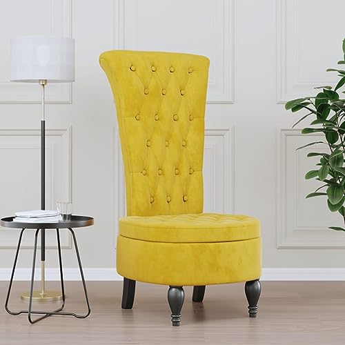 HOMEELIKE Polsterstuhl mit Hoher Rueckenlehne Gelb Samt Knopfheftung HOMEELIKE Polsterstuhl mit Hoher Rueckenlehne Gelb Samt Knopfheftung von HOMEELIKE