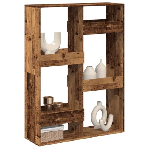 HOMEELIKE Raumteiler Regal Altholz-Optik 100x33x135 cm 6 F?Cher f¨¹r B¨¹Cher Deko von HOMEELIKE