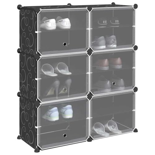 HOMEELIKE Regal mit 6 W¨¹rfeln und T¨¹Ren Schwarz PP Stabil von HOMEELIKE
