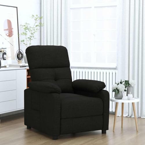 HOMEELIKE Relaxsessel Stoff Schwarz Mit Verstellbarer R¨¹ckenlehne Und Fu?Teil Dick Gepolstert Bequeme Armlehnen Atmungsaktiver Stoffbezug Langlebig von HOMEELIKE