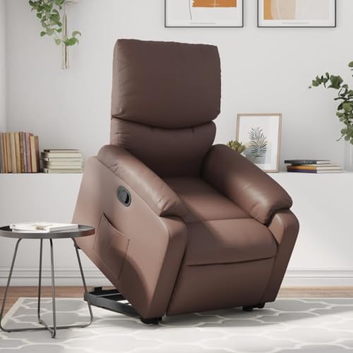 HOMEELIKE Relaxsessel mit Aufstehhilfe Braun Kunstleder von HOMEELIKE