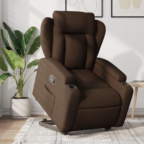 HOMEELIKE Relaxsessel mit Aufstehhilfe Braun Stoff von HOMEELIKE