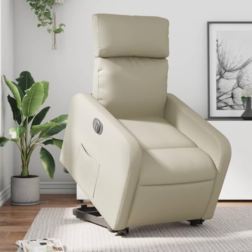 HOMEELIKE Relaxsessel mit Aufstehhilfe Elektrisch Creme Kunstleder von HOMEELIKE