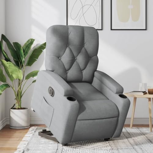HOMEELIKE Relaxsessel mit Aufstehhilfe Elektrisch Hellgrau Stoff von HOMEELIKE