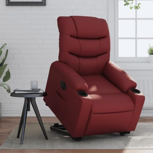 HOMEELIKE Relaxsessel mit Aufstehhilfe Elektrisch Weinrot Kunstleder von HOMEELIKE