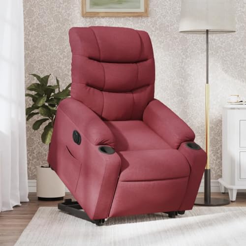 HOMEELIKE Relaxsessel mit Aufstehhilfe Elektrisch Weinrot Stoff von HOMEELIKE