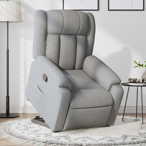 HOMEELIKE Relaxsessel mit Aufstehhilfe Hellgrau Stoff von HOMEELIKE