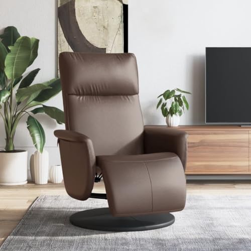 HOMEELIKE Bequemer R¨¦camiere Sessel mit ausklappbarem Fu?Teil ¨C Braun, Kunstleder, stufenlos verstellbar, ideal f¨¹r Wohnzimmer von HOMEELIKE