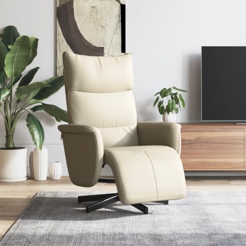 HOMEELIKE Relaxsessel mit Fussteil Creme Kunstleder von HOMEELIKE