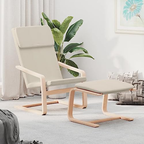 HOMEELIKE Relaxsessel mit Hocker Creme Stoff von HOMEELIKE