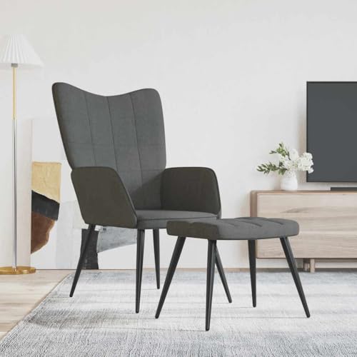 HOMEELIKE Relaxsessel mit Hocker Dunkelgrau Stoff HOMEELIKE Relaxsessel mit Hocker Dunkelgrau Stoff von HOMEELIKE